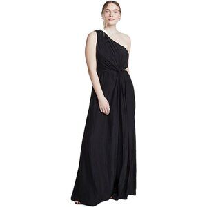 Ramy Brook Linley Dress Gown SZ 8 Black One Shoulder Cut Out